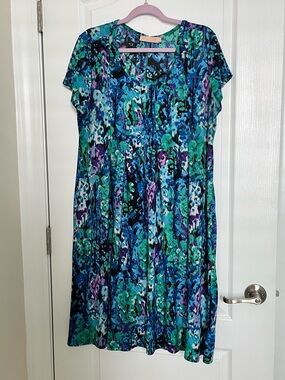 CBR Blue, Green & Purple Floral Midi Dress